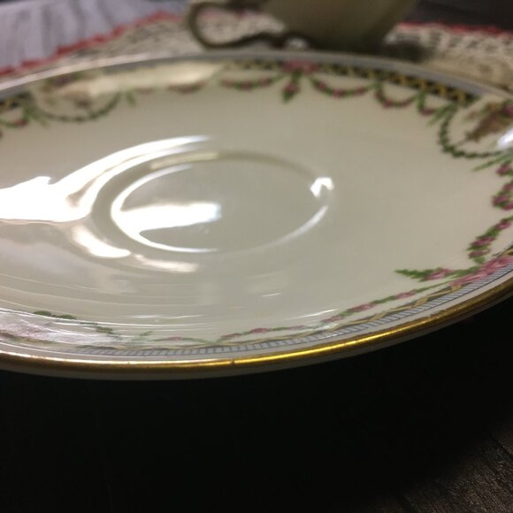 Cauldon England White Porcelain Floral Garland Teacup & Saucer - Picture 7 of 14